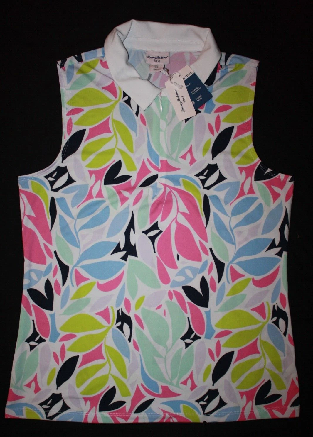 TOMMY BAHAMA Women's Active Floral 1/4 Zip Golf Polo Shirt NWT SIZE: MEDIUM