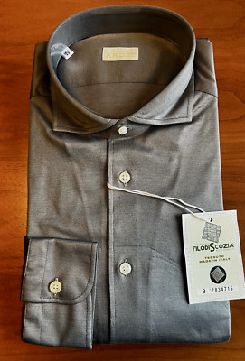 Polohemd Joseph Ardet - grau unifarben langarm Manschette NOS - Made in italy