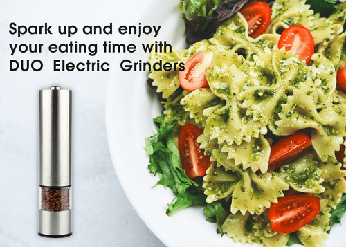 SET 2 PCS Electric Pepper Salt Mill Grinder Stainless Steel Batteries - Picture 11 of 14
