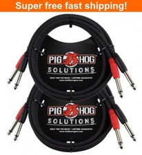 2 Pack Pig Hog PD-21410 10Ft Solutions Dual Cable 1/4" Mono Male LIFETIME NEW