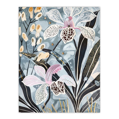Orchid Flowers Artwork Exotic Dark Floral Bloom Wall Art Poster Print