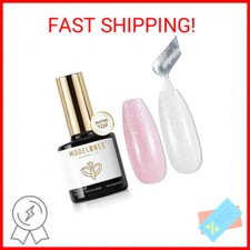 modelones Glitter Gel Top Coat, Ultra Fine White Aurora Clear Glitter Gel Polish
