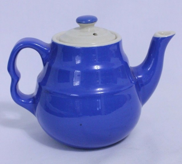 blue ceramic teapot
