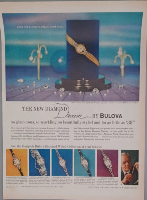 Nov. 1961 Vintage Print Ad Bulova Watches ''The New Diamond Dream''