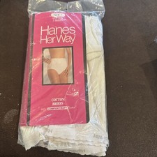 Vintage 1990 HANES Her Way Panties Briefs 3 Pack White Size 7 NEW OPEN Cotton