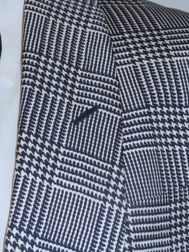 Ralph Lauren 紫色标签手工肯特丝绸格子晚装夹克 42L 全新带标签 5995 美元 — 第 4/4 张图片