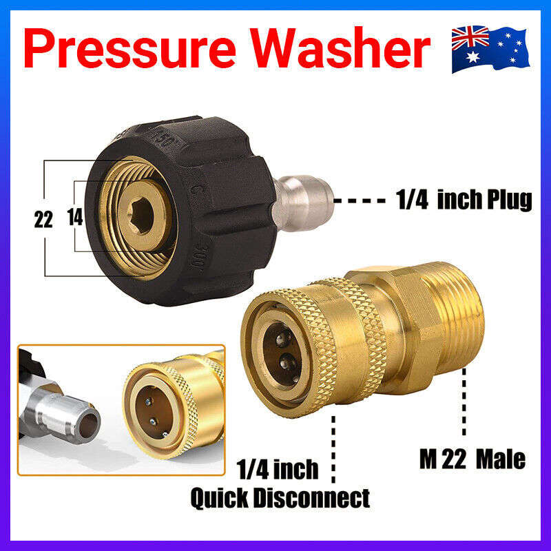 Brand New Pressure Washer Adapter 1/4' Quick Connect Kit M22-14 Adapter Au Stock