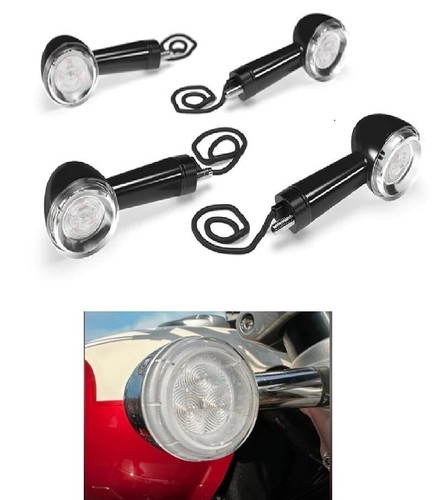 Fits Royal Enfield Front/Rear BLACK LED INDICATORS For SUPER METEOR/Shotgun 650 - Picture 13 of 15