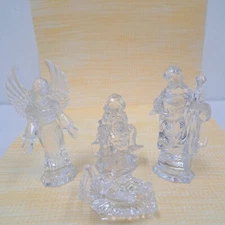 Waterfall Acrylics 69372 Clear Nativity Scene Roman Inc Complete Boxed 4 Piece