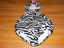 Size 12-24 Months Plush Zebra Halloween Costume Hooded Vest Black White Stripes