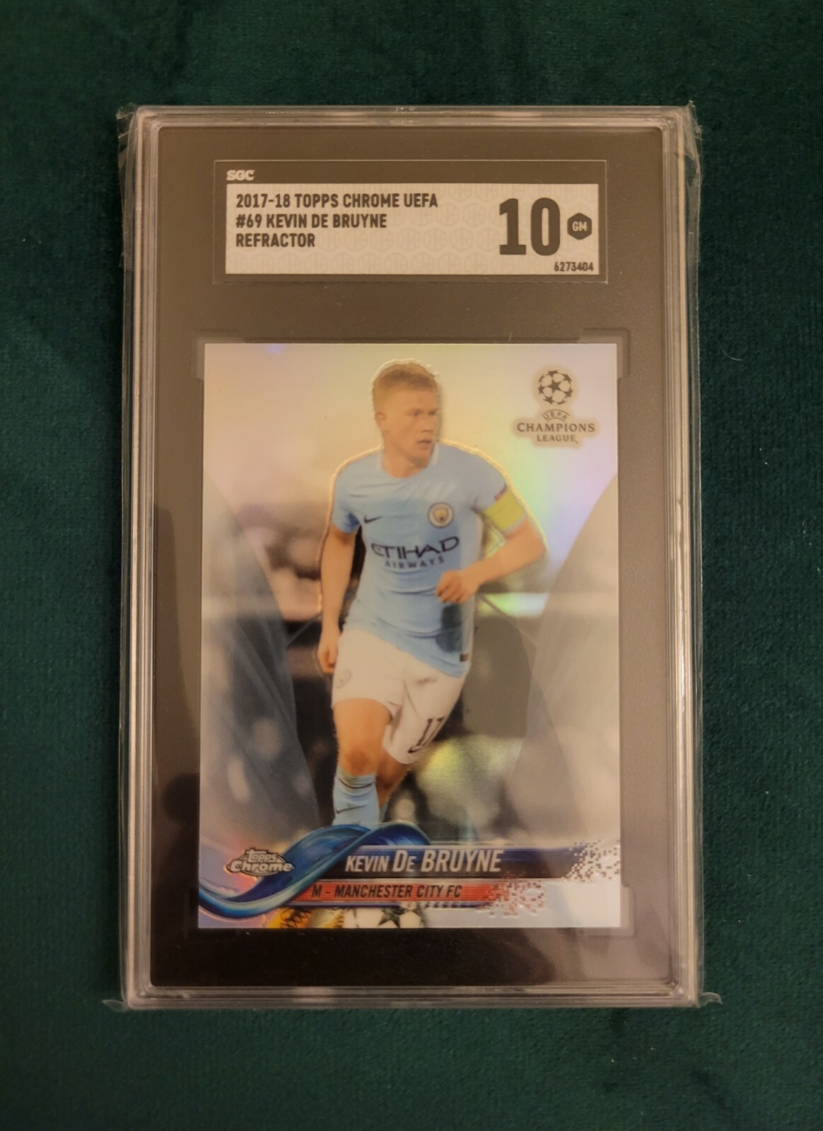2017-18 Topps Chrome UEFA Kevin De Bruyne Refractor #69 SGC 10 Gem Mint