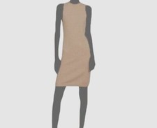 $366 Vince Women's Beige Wool Sleeveless Crewneck Sweater Dress Size L