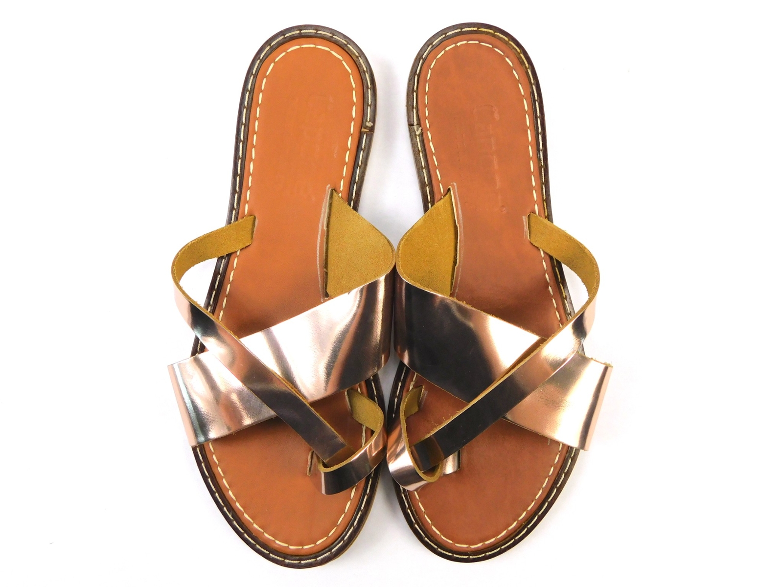 APL Sandali da donna in pelle scarpe infradito piatti oro rosa taglia 6