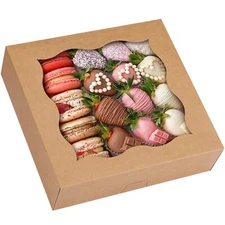 25pcs Pie Boxes 12x12x3 Inch Bakery Boxes with Window Brown Bakery Boxes for ...