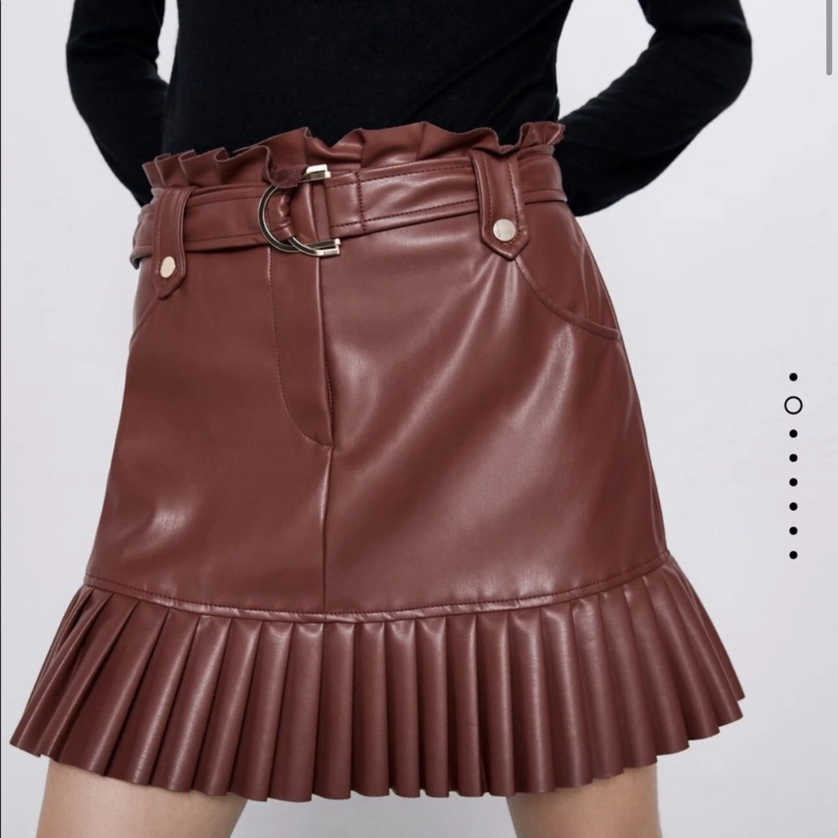 Leather pleated mini skirt zara cheap