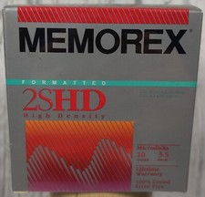 Memorex 3.5" HD Computer Floppy Disks Sealed 10 Pack Diskettes 1992 Sealed VTG..