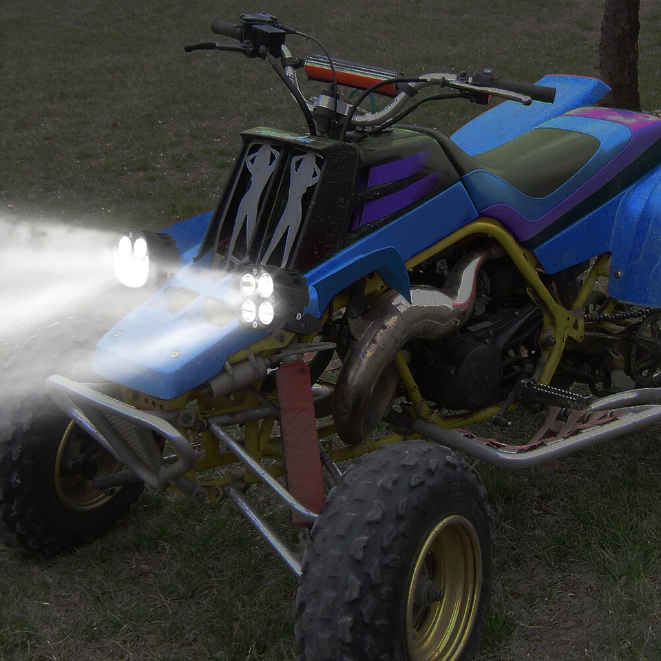 Pair LED Headlights Kit Lens Lights For Yamaha Banshee /Warrior 350 YFZ350 ATV - Image 3 of 4