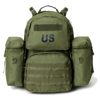 MOLLE Medium Rucksack OD Green Full Military Kit w/ Frame Waist Belt  Pouches