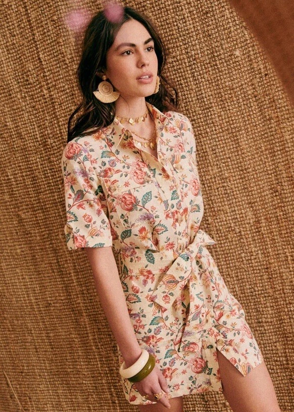 SEZANE JACKIE DRESS MULTICOLORED PASTEL FLORAL SIZE 38 US 6 eBay