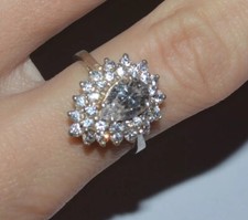 SIGNED STERLING SILVER AND CUBIC ZIRCONIA ENGAGEMENT RING SIZE 7
