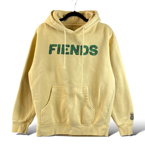 Super Mookin Fiends Hoodie Unisex Sz M Yellow Flower Hooded Pullover Sweatshirt