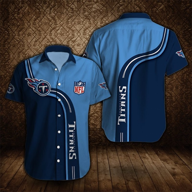 Tennessee Titans Football Shirts Summer Button Down Short &hellip;