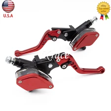 Red 7/8" 22mm CNC Brake Clutch Levers Hydraulic Master Cylinder with Reservoir