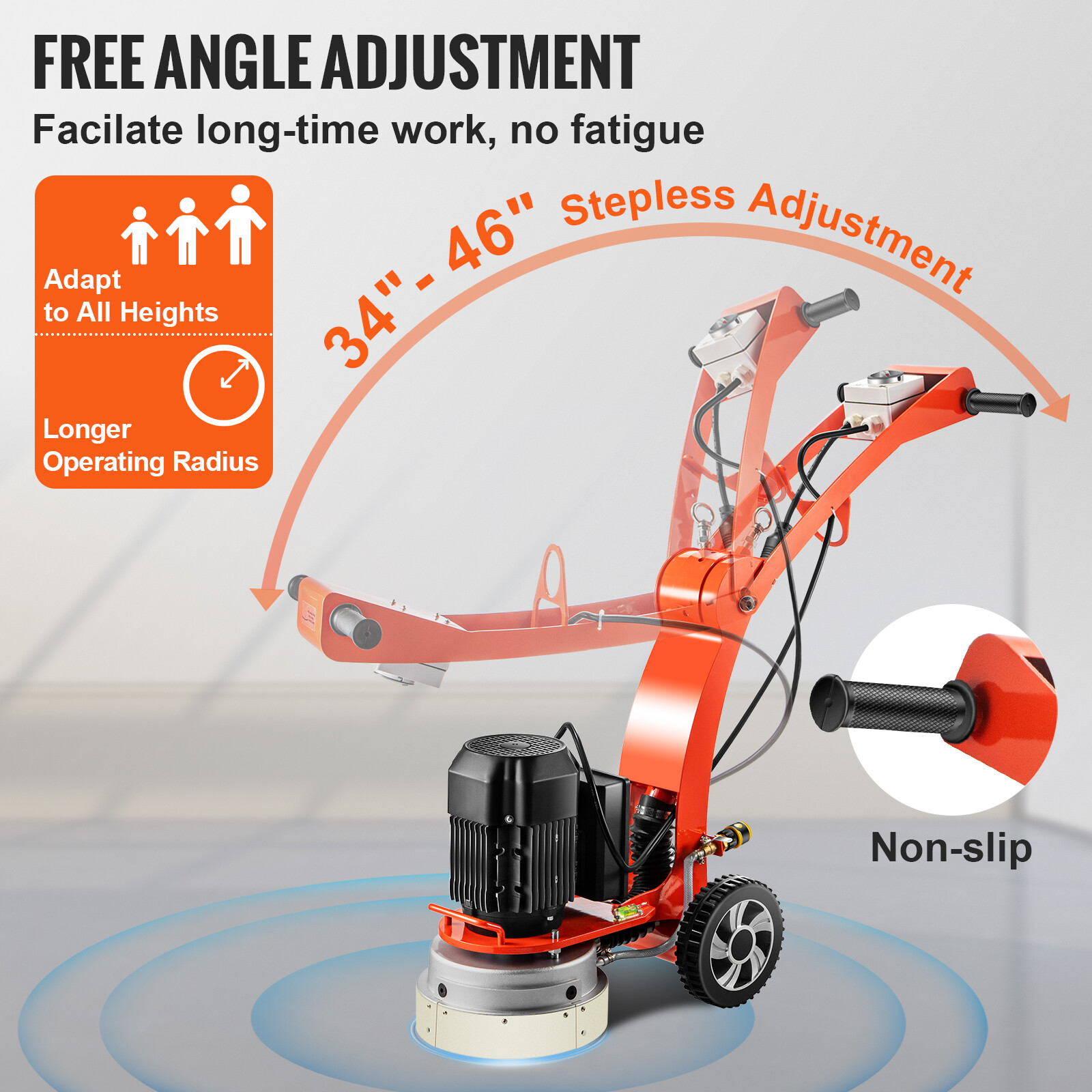 VEVOR Concrete Floor Grinder 10" WalkBehind Polisher 1.5HP Adjustable