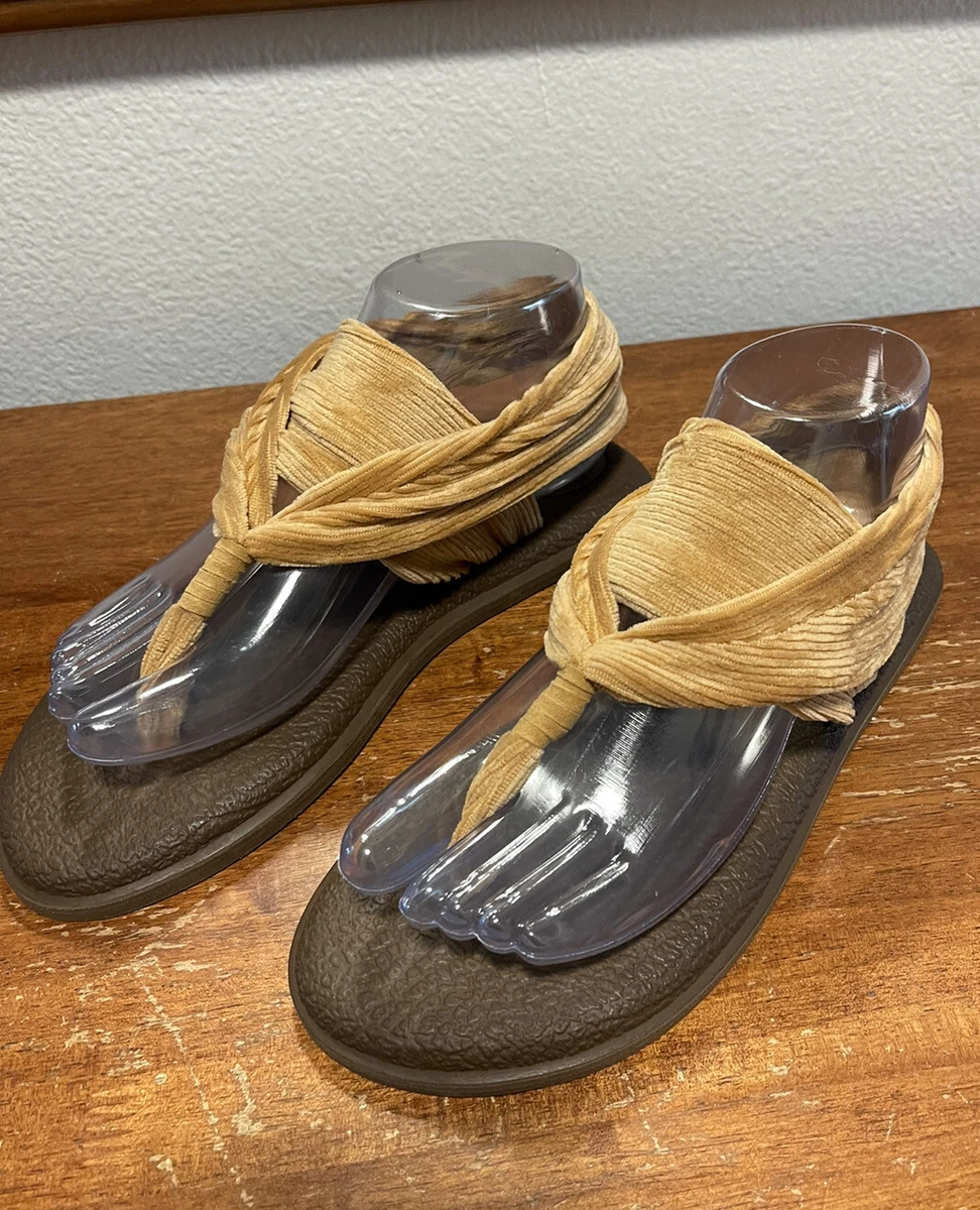 Sanuk Yoga Sling 2 Light Brown Corduroy Slingback Sandals Casual