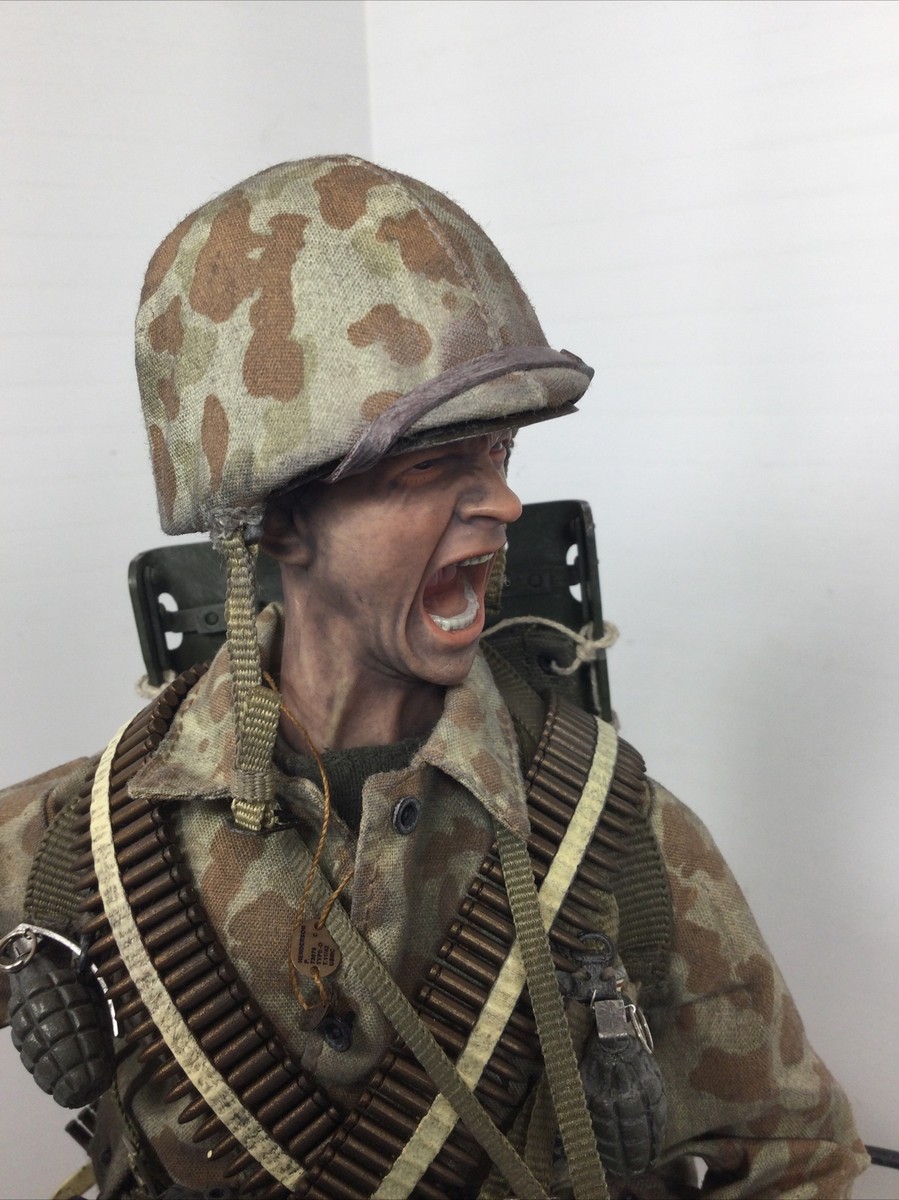 1/6 CUSTOM WW2 USMC MARINE CHARGING .30 CAL MACHINE GUNNER IWO