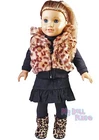 Leopard Vest Skirt Winter Outfit +Boots fit 18 inch American Girl Doll Clothes