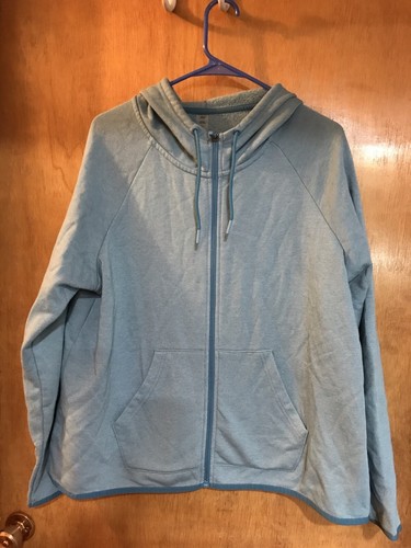 Aqua Blue Zip Up Sweatshirt Hoodie Jacket Coat Size XXL