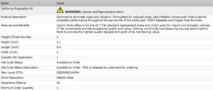 BRAKE PADS REAR SEMI-METALLIC LEFT & RIGHT SET FOR 1985-1991 FERRARI TESTAROSSA Foto 4 de 4