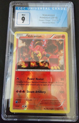 Reverse Holo Foil Volcanion 25/114 Steam Siege Set Pokemon Cards CGC 9 MINT