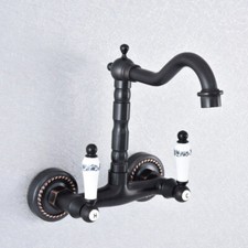 Ceramic Handle Black oil Antique Brass Bathroom Sink Faucet Mixer Tap 2sf746
