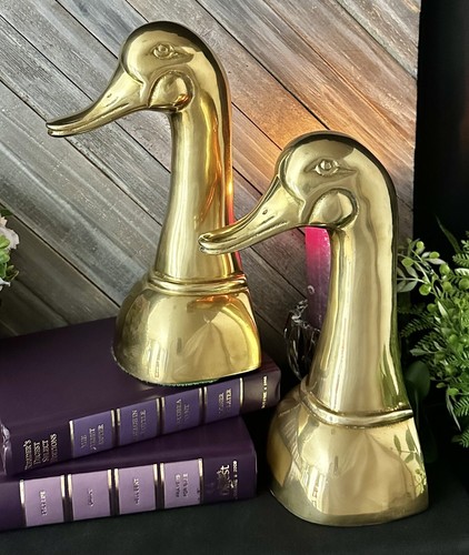 Duck Bookends Decorative Crafts Brass Mallard Ducks Nautical Vintage Book Ends - Picture 8 of 11