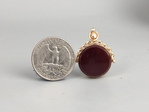 Swivel Watch Fob Pendant Carnelian Stone set in 9ct gold c1919 - Picture 3 of 10