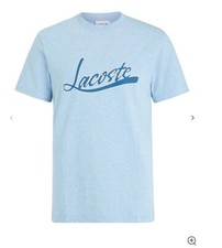 Image of Lacoste Signature Print Crew Neck T-Shirt, Blue. Large