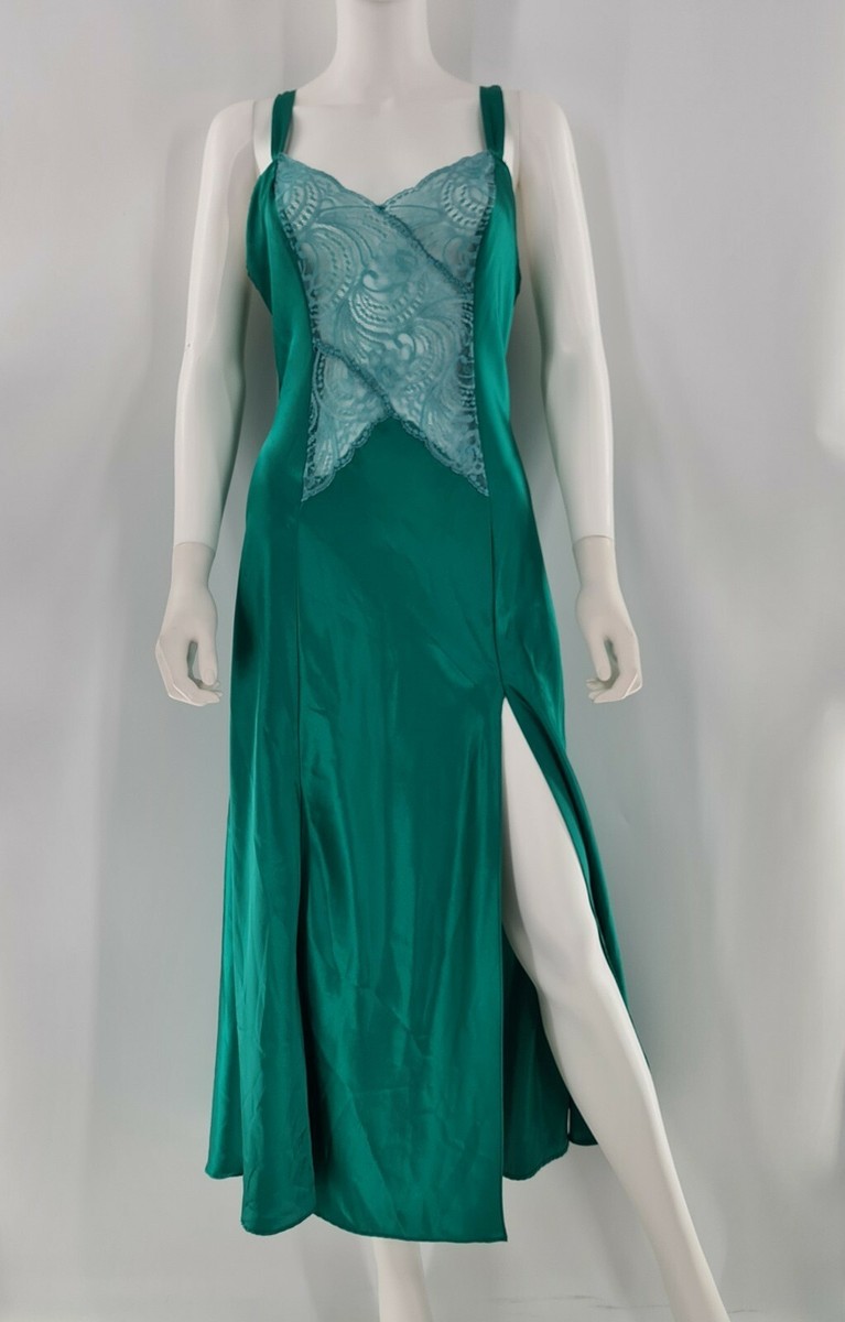 victoria secret green slip dress Vintage 90s Victoria's Secret Gold Label Evergreen Silk Slip Dress main image 1