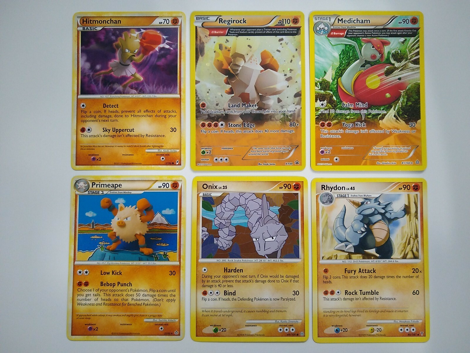 Lot of 6 Pokemon Fighting/Ground Type Cards Regirock Onix Hitmonchan Rhydon  | eBay