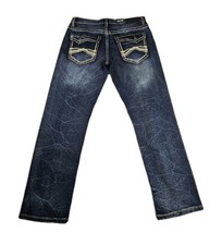 True Luck Men's Straight Jeans Sz 32x30 Dark Wash Classic Stretch Flap Pockets