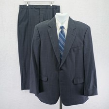 Brooks Brothers 346 Stretch Wool Blue Plaid Windowpane 2 Piece Suit 42R 38 / 29