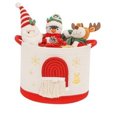 Christmas Basket Cotton Rope Blanket Storage Basket Christmas Large Santa Claus