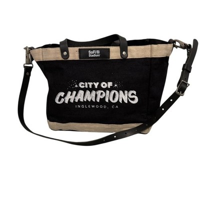 Apolis Black Crossbody Tote SoFi Stadium City of Champions Lunch Bag 11''x9.5''