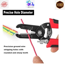 10-22 AWG Wire Stripper Cutter Pliers .6-2.6mm Stripping Tool Non-Slip Handle