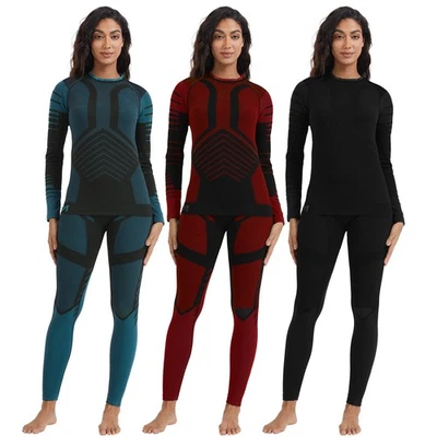 MEETHOO 2pc Thermal Underwear for Women Long Johns Fleece Lined Cold Weather Top Bottom