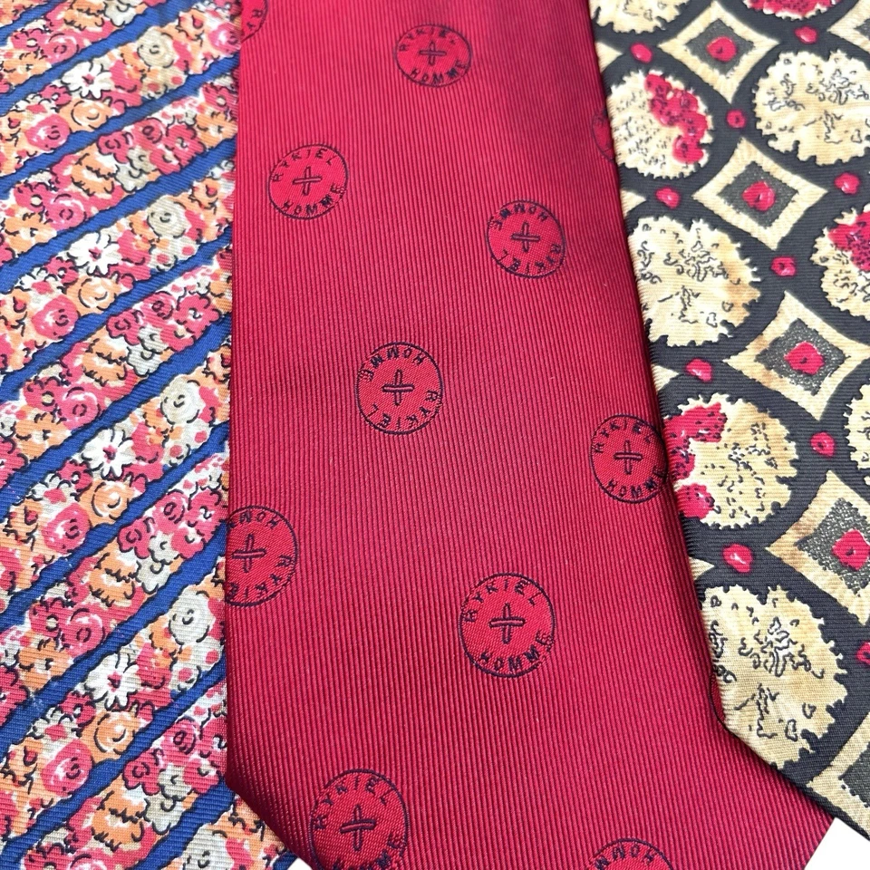 LOT OF 3 SONIA RYKIEL HOMME 100% SILK LUXURY TIES VERY GOOD PREOWNED CONDITION — 第 3/4 张图片