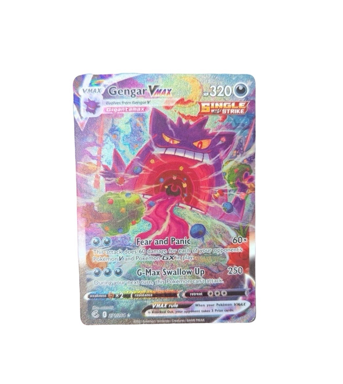 Gengar VMAX Alternate Art Secret Rare Holo 271/264 SWSH08 Fusion Strike