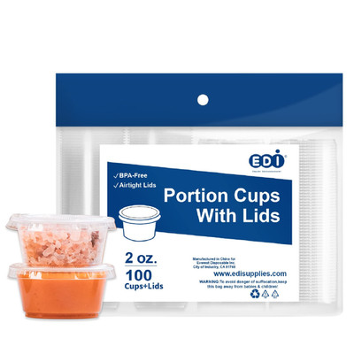 EDI Clear Disposable Plastic Portion Cups with 100 Count (Pack of 1),