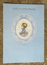 Hallmark Betsey Clark Vintage Christmas Card 1968 Unused glittered prayer Blue